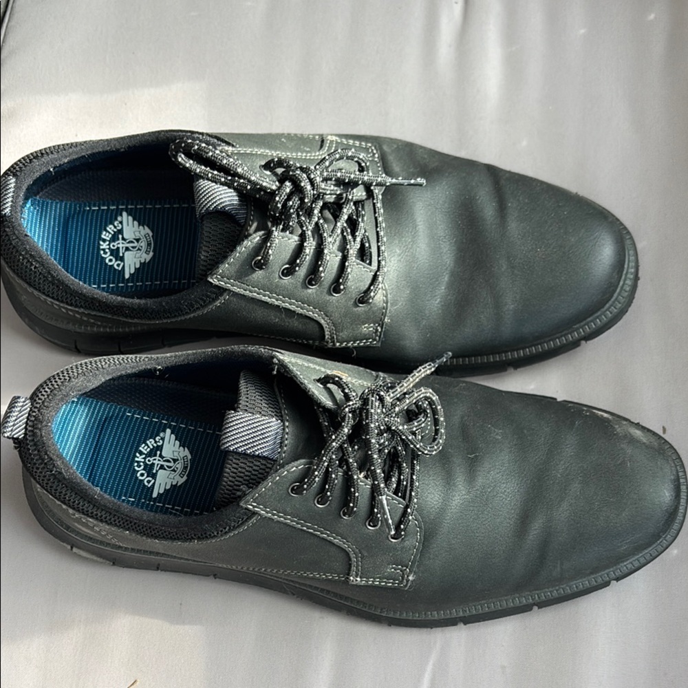 Dockers Men's Charcoal Leather Derbys